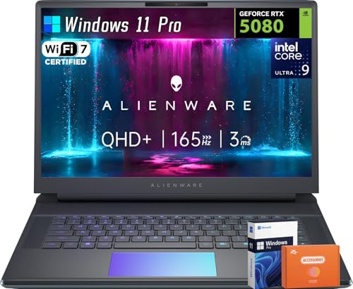 Alienware 16 Area-51 Ordinateur portable de jeu, écran QHD 300Hz 16 , Intel Ultra 9 275HX, Nvidia RTX 5080, 16 Go GDDR7, 64 Go DDR5, 1 To SSD, Wi-Fi 7, rétroéclairé KB, Bluetooth 5.4