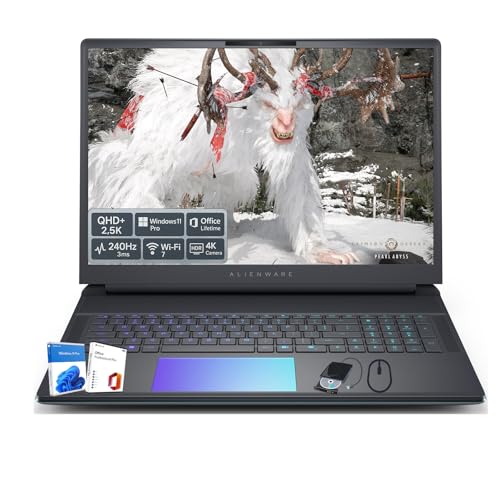Ordinateur Portable de Jeu 2025 Alienware 18 Area-51 - Intel Ultra 9 275HX (jusqu'à 5,4 GHz), NVIDIA RTX 5080 (16 Go GDDR7) Écran 3 ms 18 300 Hz 3 ms KB éclairé Caméra 4K Win 11 Pro MS Office Pro 64