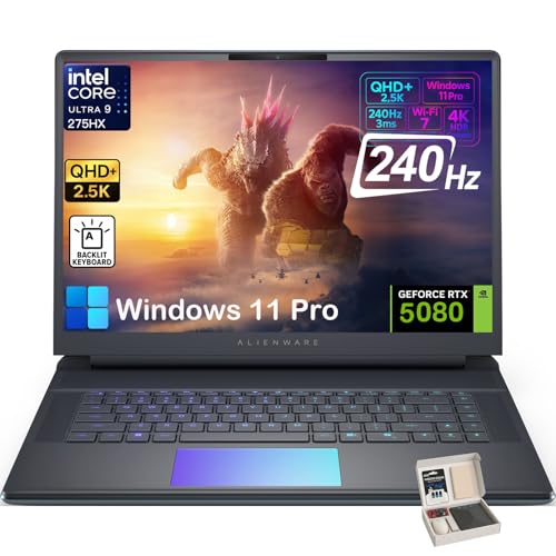 Alienware Ordinateur portable de jeu 16 zones 51, NVIDIA RTX 5080 16 Go GDDR7, Intel Ultra 9 275HX, écran QHD 240 Hz 500 nits, Win11 Pro, AlienFX RGB KB (64 Go DDR5 | SSD de 4 To)