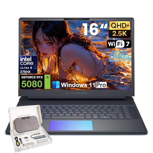 Alienware Area-51 Ordinateur portable de jeu 16 2,5 K QHD 240 Hz, Intel Ultra 9 275HX (jusqu'à 5,4 GHz), GeForce RTX 5080 16 Go GDDR7, éclairage AlienFX RVB, Wi-Fi 7, Ai NPU, Win 11 Pro (64 Go DDR5