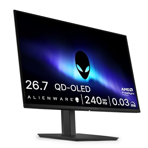 Alienware 27 Écran PC Gaming - AW2726DM, QHD (2560x1440), 240Hz, QD OLED, 0.03ms, AMD FreeSync Premium, VESA AdaptiveSync, 99 DCI-P3, HDR10, DisplayPort, 2 HDMI, Garantie 3 Ans