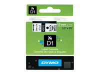 Dymo D1 - Standard Étiquettes - White sur Black - 12mm x 7m