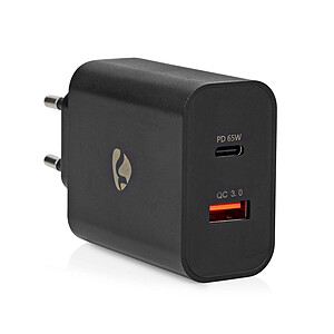 Nedis Chargeur mural USB C 65W Quick Charge 3 0 USB A Black
