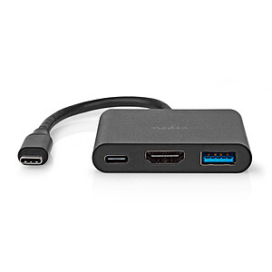 Nedis Hub USB C vers USB USB C et HDMI 10 cm Black