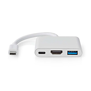 Nedis Hub USB C vers USB USB C et HDMI 10 cm White

