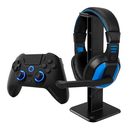 EgoGear - Pack Essentiel SBP30 pour PS4, PS3 et PC avec Manette sans Fil Bluetooth, Casque Audio Stéréo et Support pour Casque