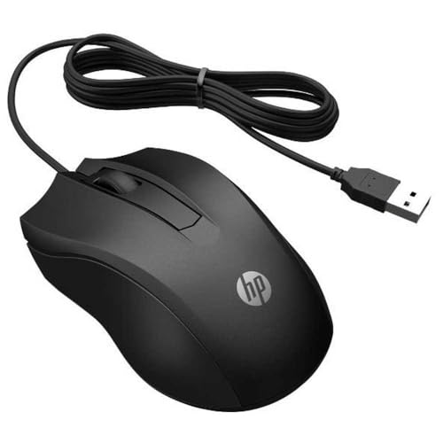 HP 100 Souris filaire, 6VY96AA, Ambidextre, USB Type-A, 1600 ppp, Noire