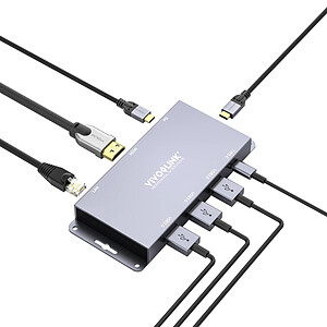 VivoLink Hub USB C vers 4K 30Hz HDMI 1 4 1 Ethernet 4 ports USB 3 x USB type A 1 x USB type C avec Power Delivery 100 W
