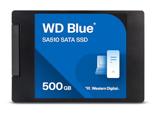 WD Blue SA510 500 Go SATA 2.5 Disque SSD interne, Vitesee de lecture jusqu'à 560 Mo s, 2.5 SATA SSD, Comprend Acronis True Image pour WD, Clonage de disque et migration.
