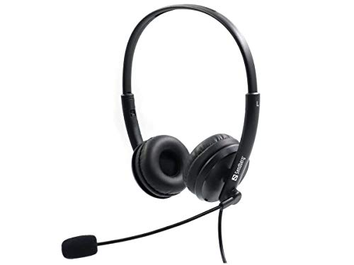 Sandberg USB Office Headset Saver | Casque Filaire avec Microphone | Casque de Bureau Mains Libres avec USB A | Contrôle du Volume | Plug Play | 20 Hz à 20 kHz | pour Le Bureau et la Maison | Saver