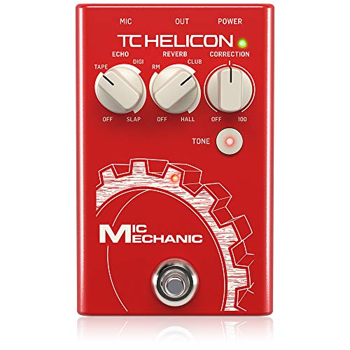 TC Helicon Mic Mechanic 2 Pédale de Compression Vocale Ultra-Simple Alimentée par Pile avec Réverb, Écho et Correction de La Justesse