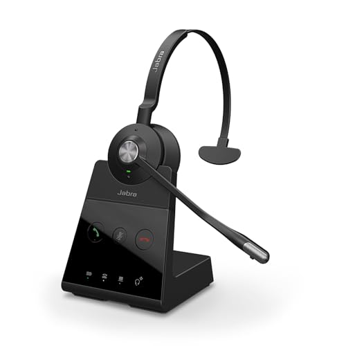 Jabra Engage 65 On-Ear DECT Mono Headset - Skype For Business Certified Wireless Headphones with Advanced Noise Cancellation for Deskphones and Softphones – Black – UK Version