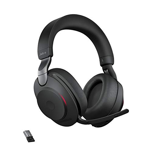 Jabra Evolve2 85 Casque PC Sans Fil - Casque Audio certifié UC avec Réduction du Bruit et Batterie Longue Durée - Adaptateur Bluetooth USB-A - Noir
