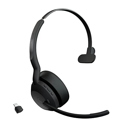 Jabra Evolve2 55 Micro-casque sans fil mono avec technologie Jabra Air Comfort, micros à réduction de bruit et ANC. Certifié MS Teams, fonctionne avec toutes les plateformes - Noir