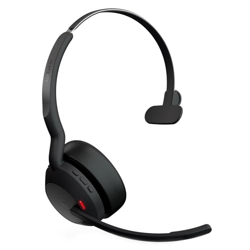 Jabra Evolve2 55 Micro-casque sans fil mono avec technologie Jabra Air Comfort, micros à réduction de bruit et ANC. Certifié MS Teams, fonctionne avec toutes les plateformes - Noir