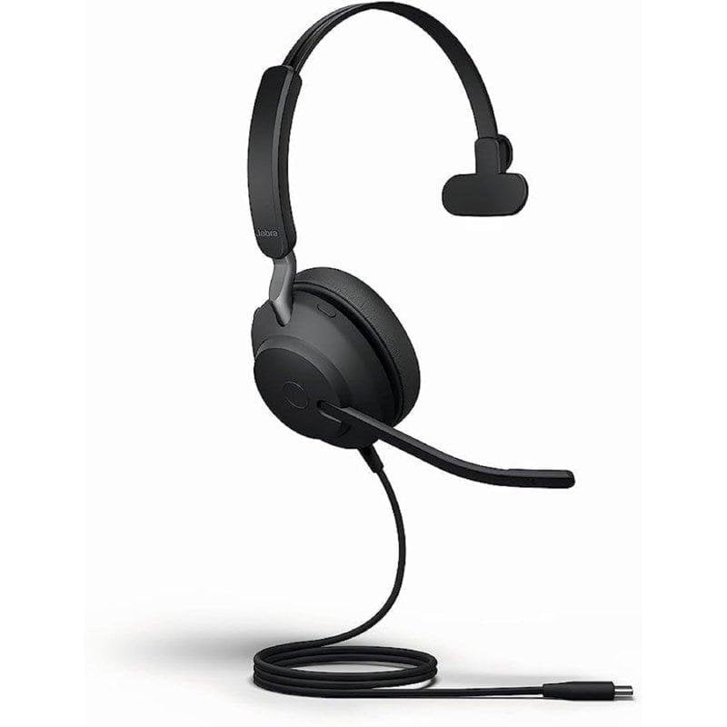 Jabra Auriculaires Jabra Evolve2 40 filaires USB-A pour appels et musique, micro à réduction de bruit, Black