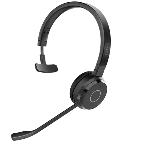 Jabra Evolve 65 Te (3e édition 2025) Micro-Casque Mono Bluetooth sans Fil, se connecte à 2 appareils, 16 h d’autonomie, Micro antibruit, Adaptateur USB-A, certifié MS Teams, Noir
