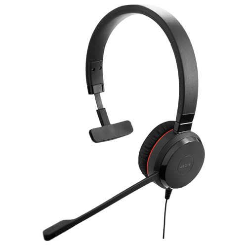 Jabra Evolve 20 SE Mono - Casque certifié Communication Unifiée pour Softphone VoIP avec Suppression Passive du Bruit - USB-C A - Noir