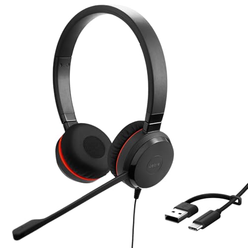 Jabra Evolve 20 SE Casque stéréo certifié Communication unifiée pour téléphone Portable VoIP avec Suppression Passive du Bruit – USB-C A – Noir UC