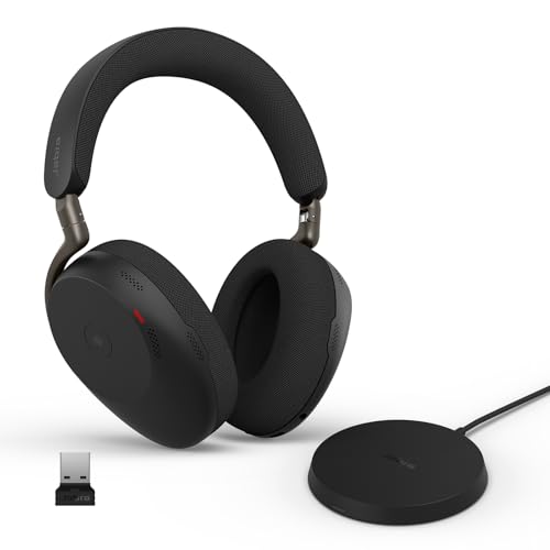 Jabra Evolve3 85 Casque Over-Ear Bluetooth sans Fil avec Micro et Station de Charge pour Travail, USB-A, IA Appel Vocal, ANC Adaptative, 25h, MS Teams Certifié, Noir