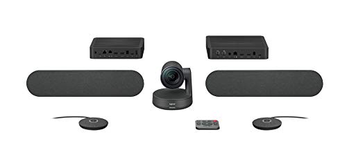 Logitech Rally Plus, Prise UK, Système de visioconférence modulaire Premium pour grandes salles de réunion, Webcam Noir, via connexion USB pour PC, Mac, Compatible Skype, Zoom, PC Mac Portable Chrome