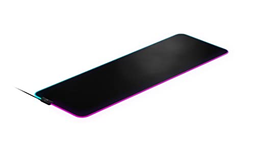 SteelSeries Tapis de souris de jeu en tissu QcK Prism - Éclairage RGB à 2 zones - Éclairage d'événements en temps réel - Optimisé pour les capteurs de jeu - Taille XL (900 x 300 x 2 mm) - Noir RGB
