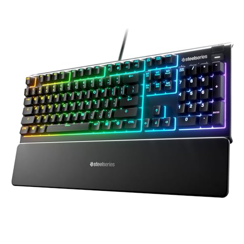 SteelSeries Apex 3 - Clavier de Gaming - Illumination RVB sur 10 Zones - Repose-Mains Magnétique Premium - Agencement Anglais QWERTY