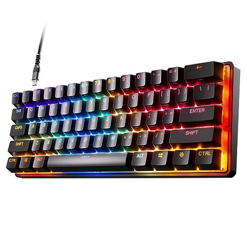 SteelSeries Clavier HyperMagnetic gaming Apex Pro Mini - Actionnement ajustable - Facteur de forme compact de 60 - RVB - Capuchons de touches PBT - USB-C - Américain QWERTY