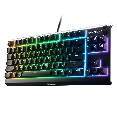 SteelSeries Apex 3 TKL RGB Clavier de Jeu – Facteur de Forme Compact Tenkeyless – Éclairage RVB 8 Zones – IP32 résistant à l'eau et à la poussière – Commutateur de Jeu Silencieux – Anti-ghosting de