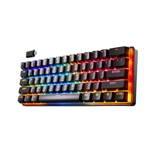 SteelSeries Apex Pro Mini Wireless clavier gaming HyperMagnetic - Format compact 60 - Actionnement ajustable - RGB - Touches PBT - Bluetooth - 2.4 GHz - USB-C - Américain QWERTY