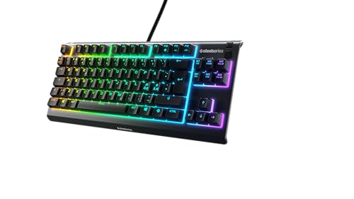 SteelSeries Apex 3 TKL RVB Clavier gaming - Facteur de forme esports compact sans pavé numérique - Illumination RVB à 8 zones - Agencement Nordique QWERTY