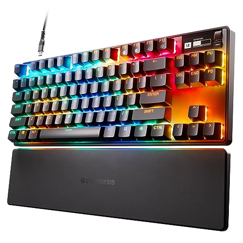 SteelSeries Clavier HyperMagnetic gaming Apex Pro TKL - Clavier le plus rapide - Actionnement ajustable - Format sans pavé numérique adapté à l’esport - RVB - USB-C - Édition 2023 - Allemand QWERTZ