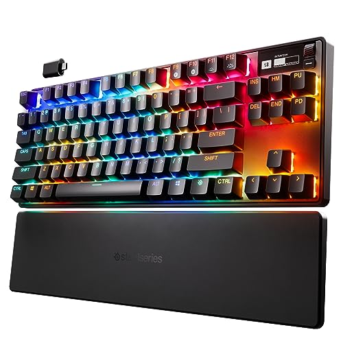 SteelSeries Clavier HyperMagnetic gaming Apex Pro TKL Wireless - Clavier rapide - Format sans pavé numérique adapté à l’esport - Actionnement ajustable - Bluetooth - 2,4 GHz - USB-C - Allemand QWERTZ