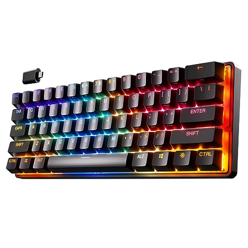 SteelSeries Apex Pro Mini Wireless clavier gaming HyperMagnetic - Format compact 60 - Actionnement ajustable - RGB - Touches PBT - Bluetooth - 2.4 GHz - USB-C - Anglais QWERTY