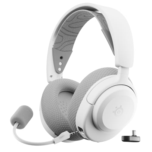 SteelSeries Casque Arctis Nova 3P Wireless Appli Mobile Companion Batterie 40h Haut parleurs magnetiques en neodyme 24 GHz Bluetooth Micro detachable PS5 PS4 PC Switch Mobile  White
