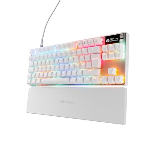 SteelSeries Apex Pro TKL Gen 3 Blanc Switchs OmniPoint 3.0 - Actionnement ajustable - Rapid Trigger - Préréglages prêts à jouer - Mode protection - Rapid Tap SOCD- OLED -RGB -Capuchons PBT -NOR QWERTY