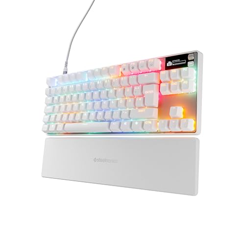 SteelSeries Apex Pro TKL Gen 3 Blanc Switchs OmniPoint 3.0 - Actionnement ajustable - Rapid Trigger - Préréglages prêts à jouer - Mode protection - Rapid Tap SOCD- OLED -RGB - Capuchons PBT -DE QWERTZ