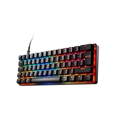 SteelSeries Apex Pro Mini Gen 3 Switchs OmniPoint 3.0 - Actionnement Ajustable - Rapid Trigger - Préréglages prêts à Jouer - Mode Protection - Rapid Tap SOCD - OLED - Capuchons PBT - Format DE QWERTZ