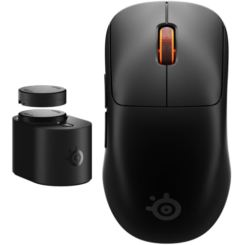 SteelSeries Sensei Pro Mini Souris Gaming Asymétrique sans Fil - Noir -Ultra Wideband Wireless (UWB), Véritable Polling Rate 8K (avec suréchantillonnage à 9K), Poids Plume de 49g, 2 Batteries,