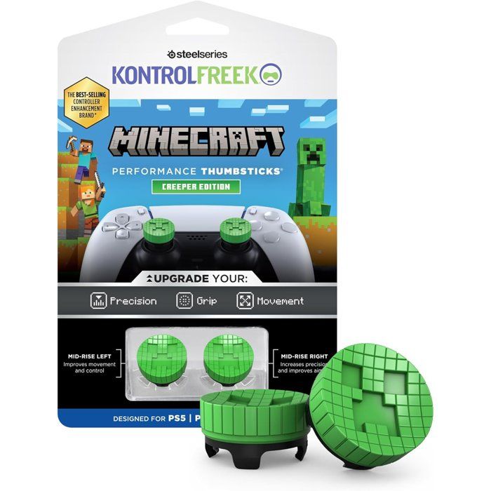 Pack de 2 Minecraft Performance Thumbsticks - STEELSERIES - KontrolFreek - Creeper Edtion - Pour manettes PS5PS4 - Green
