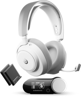 SteelSeries Arctis Nova Pro Omni - Casque Gaming sans Fil Hi-Res Audio, 96kHz 24bits, ANC, Micro ClearCast Pro, réduction de Bruit par IA, appli Mobile, 2,4GHz BT, OmniPlay PC PS5 Xbox - Blanc