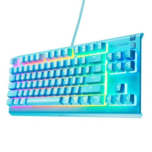 SteelSeries Apex 3 TKL Aqua Clavier Gaming RGB - Format Compact sans pavé numérique - Illumination RGB sur 8 Zones - Résistant à l’Eau et à la poussière - Switchs Gaming Silencieux -Format UK QWERTY