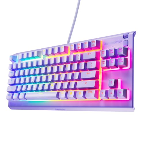 SteelSeries Apex 3 TKL Lavande Clavier gaming RGB - Format compact sans pavé numérique - Illumination RGB sur 8 zones - Résistant à l’eau et à la poussière -Switchs gaming silencieux -Format US QWERTY