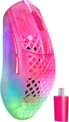 SteelSeries Aerox 3 Wireless Gen 2 - Souris 68 g, Polling Rate 4K (4000 Hz), capteur Optique 26K DPI, Batterie 200h, étanchéité IP54, switchs 80 Millions de clics, RGB, Patins 100 PTFE, Magenta Haze