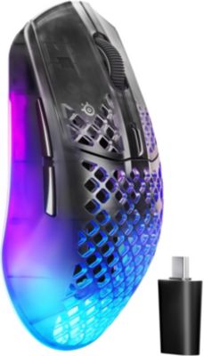 SteelSeries Aerox 3 Wireless Gen 2 - Souris 68 g, Polling Rate 4K (4000 Hz), Capteur Optique 26K DPI, Batterie 200h, Étanchéité IP54, Switchs 80 Millions de Clics, RGB, Patins 100 PTFE, Shadow
