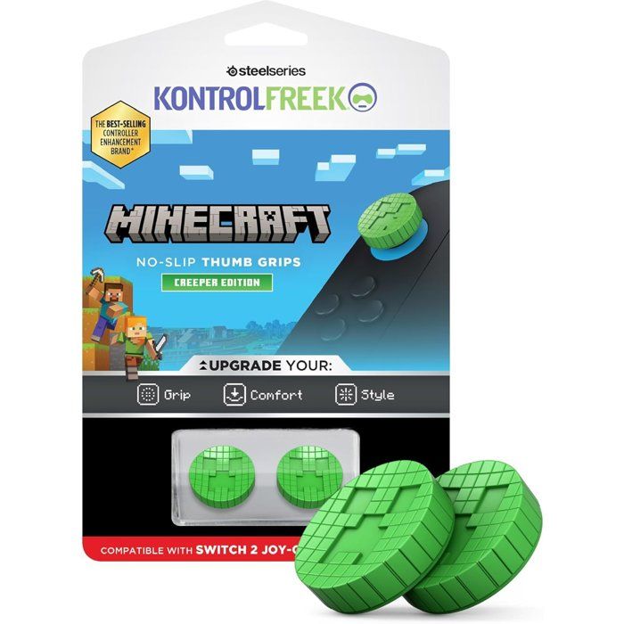 Pack de 2 Minecraft Performance Thumbsticks - STEELSERIES - KontrolFreek - Creeper Edtion - Pour JoyCon Switch 2 - Green
