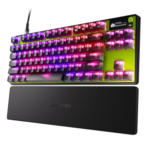 SteelSeries Apex Pro TKL Gen-3-Gaming-Tastatur – Speed Edition, Cyber - Analoge Magnetschalter mit 35 g-Federgewicht, Quickset-Auto-Voreinstellungen, Rapid Trigger, Rapid Tap - US QWERTY