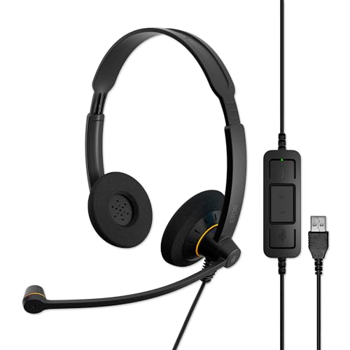 Micro-casque EPOS SENNHEISER IMPACT SC 60 USB ML - Sur-oreille - Filaire - Black avec des reflets orange