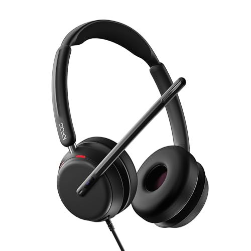 EPOS Impact 860T Casque Filaire Double Oreillette USB-C USB-A avec Micro Anti-Bruit, Certifié Microsoft Teams, Super Wideband Audio, Confort Optimal, pour Bureau et Professionnels en Télétravail