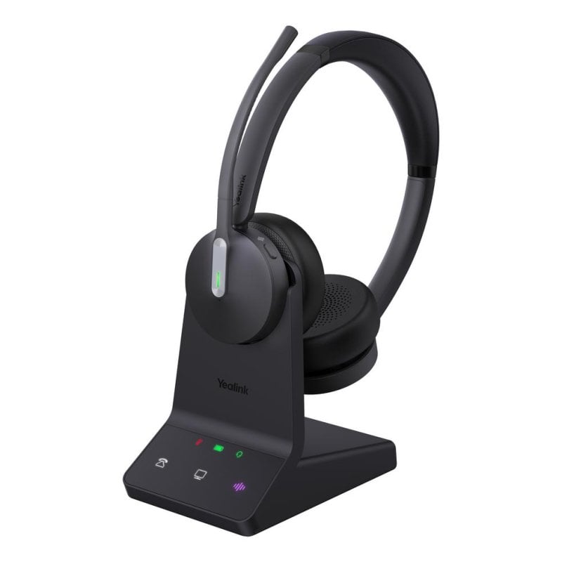 Yealink Casque Yealink WH64 Dual UC sans fil DECT et Bluetooth pour bureau avec micro et voyant d'occupation Black